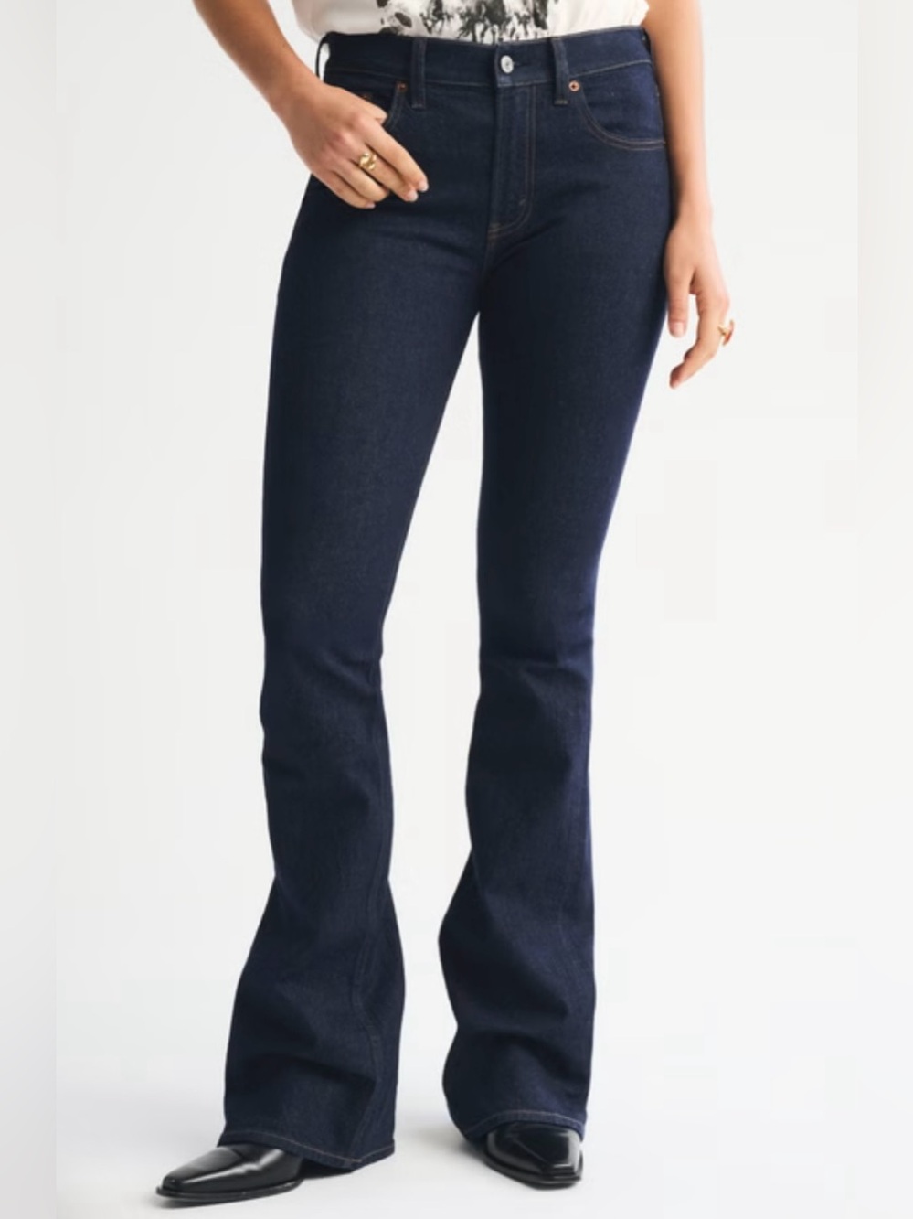 Abercrombie Mid Rise Bootcut Jeans Curve Love Dark Wash